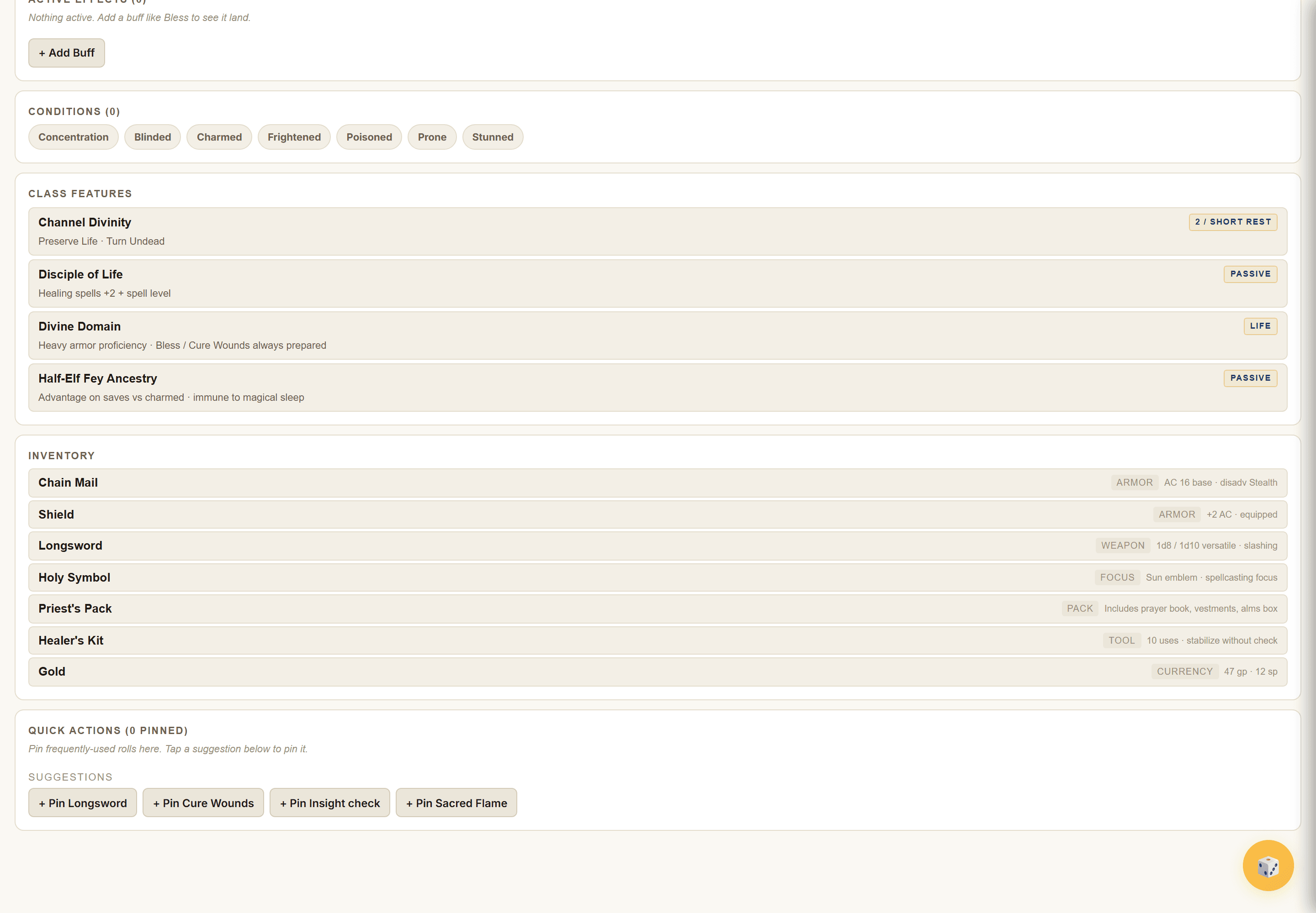 Class features with use tracking in Tavern